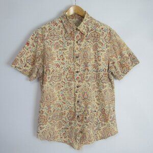 Vtg 90s Polo Jeans Co Mens Yellow Ralph Lauren SS Cotton Hawaiian Floral Shirt